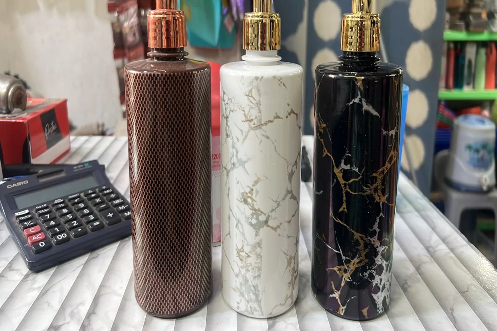 Mermer Desenli Pompalı Şişe 500 ml