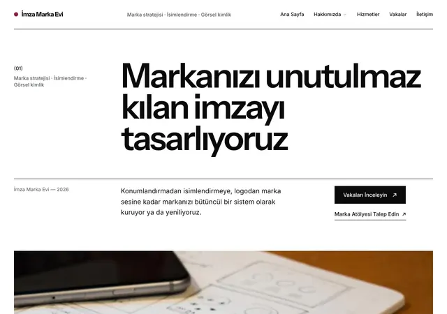 İmza Marka ve Kimlik Ajansı web sitesi şablonu ana sayfa görünümü