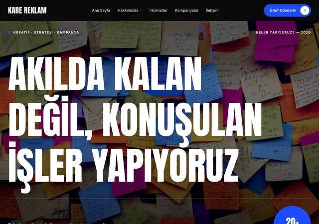 Kare Reklam Ajansı web sitesi şablonu ana sayfa görünümü