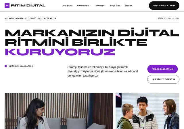 Ritim Dijital Ajans web sitesi şablonu ana sayfa görünümü