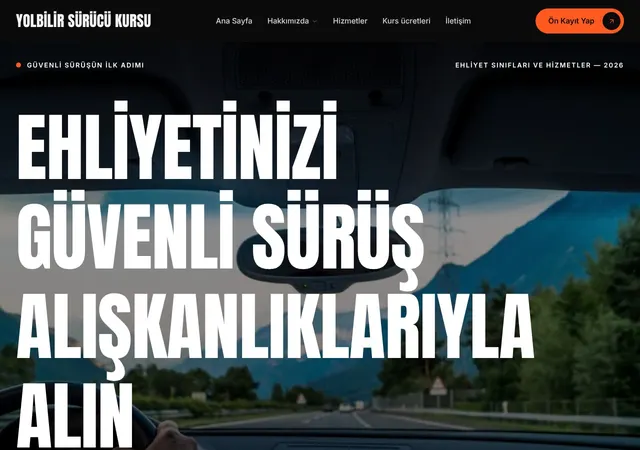 Sürücü Kursu web sitesi şablonu ana sayfa görünümü