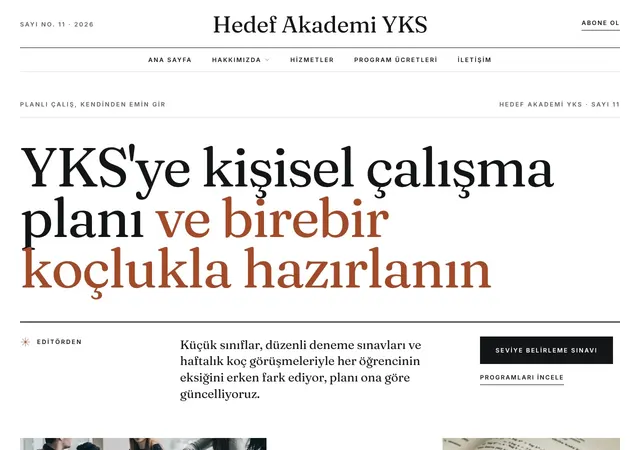 Üniversite Hazırlık Dershanesi web sitesi şablonu ana sayfa görünümü