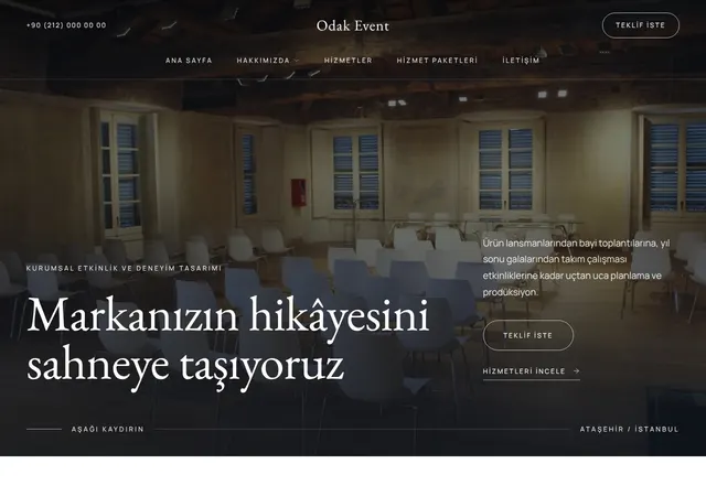 Kurumsal Etkinlik Ajansı web sitesi şablonu ana sayfa görünümü