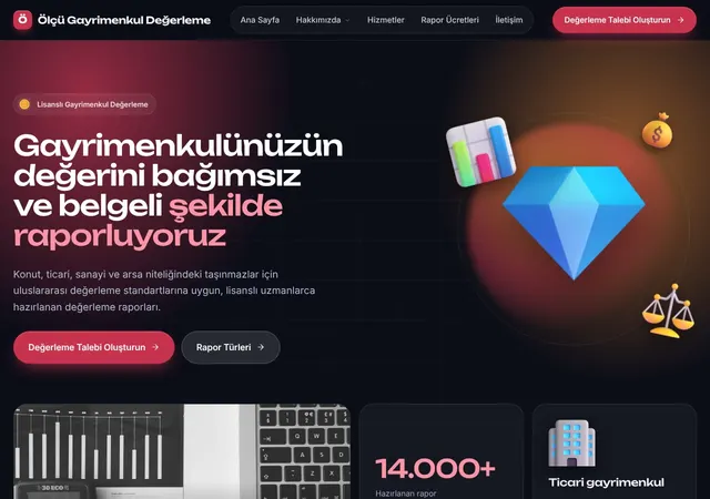 Gayrimenkul Değerleme web sitesi şablonu ana sayfa görünümü