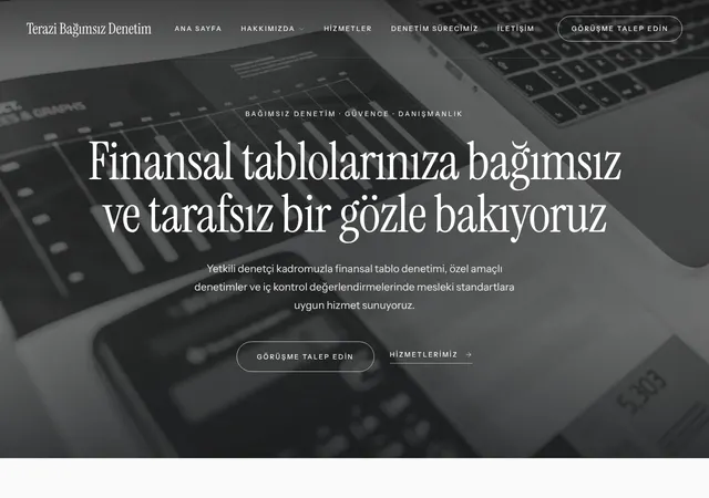 Bağımsız Denetim Firması web sitesi şablonu ana sayfa görünümü
