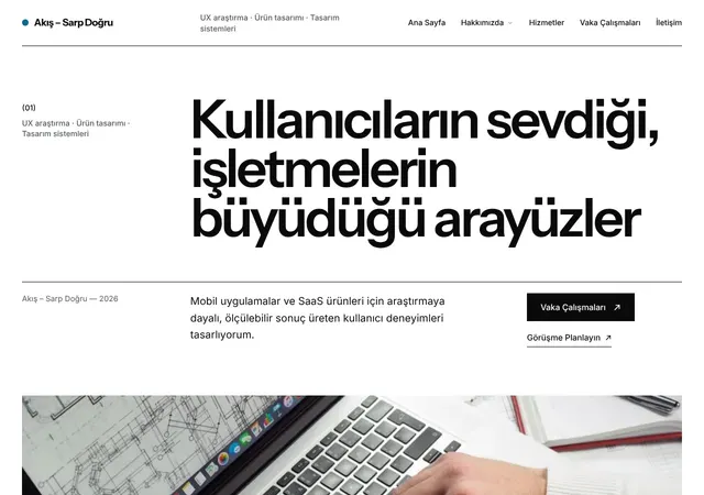 Akış UX Tasarım web sitesi şablonu ana sayfa görünümü
