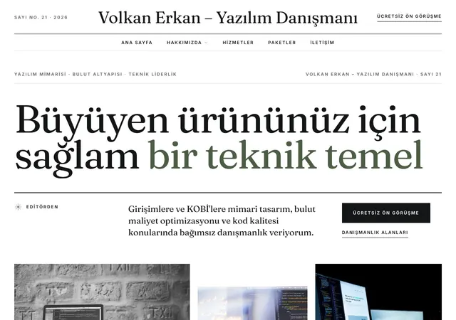 Bulut Mimar Yazılım Danışmanlığı web sitesi şablonu ana sayfa görünümü