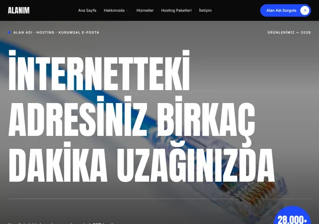 Alan Adı ve Hosting Bayisi şablonunun ana sayfası: Alan adı tescili ve paylaşımlı hosting satan bayiler için güven veren, net fiyatlı bir hosting şablonu.