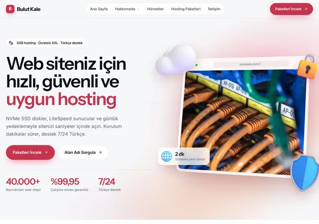 Bulut Kale Web Hosting web sitesi şablonu ana sayfa görünümü