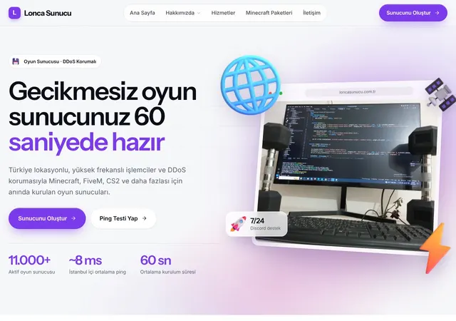Oyun Sunucusu Hosting web sitesi şablonu ana sayfa görünümü