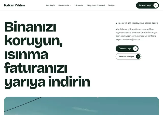 Çatı & Yalıtım Firması web sitesi şablonu ana sayfa görünümü