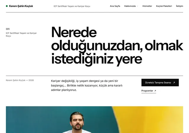 Yaşam Koçu Kişisel Sitesi web sitesi şablonu ana sayfa görünümü