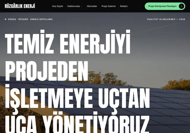 Yenilenebilir Enerji Şirketi web sitesi şablonu ana sayfa görünümü