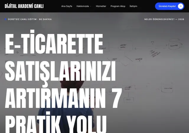 Webinar Kayıt Sayfası şablonunun ana sayfası: Online seminer ve canlı eğitimlere katılımcı toplamak için dönüşüm odaklı tek sayfa şablonu.