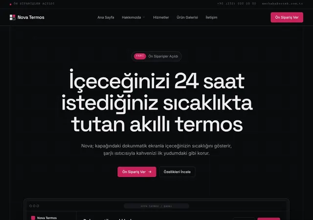 Ürün Lansman Sayfası web sitesi şablonu ana sayfa görünümü
