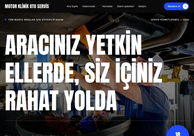 Oto Servis & Bakım web sitesi şablonu ana sayfa görünümü