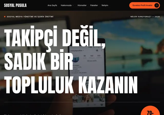 Sosyal Pusula web sitesi şablonu ana sayfa görünümü