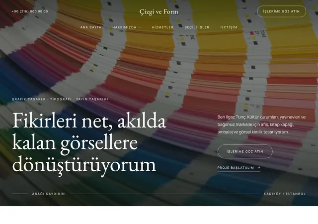 Çizgi ve Form Grafik Tasarım web sitesi şablonu ana sayfa görünümü