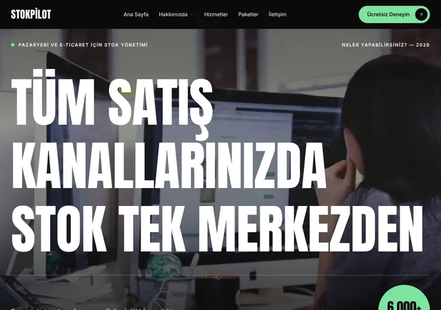 StokPilot Envanter Yönetimi web sitesi şablonu ana sayfa görünümü