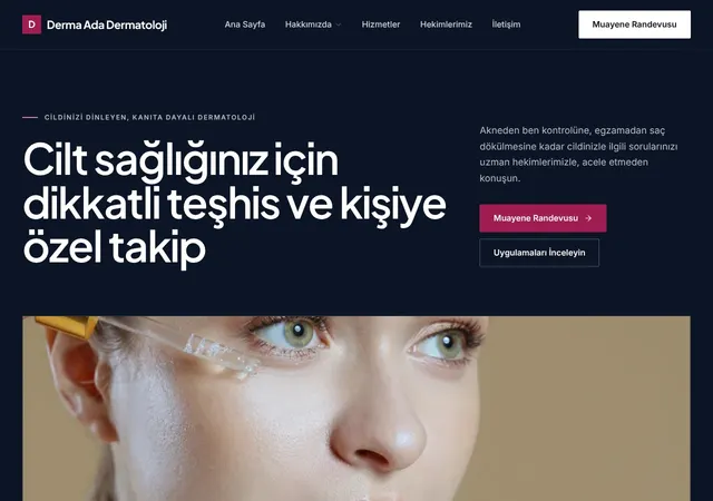 Dermatoloji Kliniği web sitesi şablonu ana sayfa görünümü