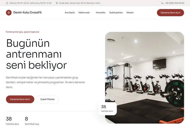 CrossFit Kutusu web sitesi şablonu ana sayfa görünümü