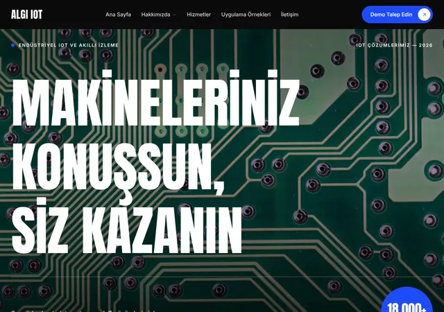 Algı IoT Çözümleri web sitesi şablonu ana sayfa görünümü