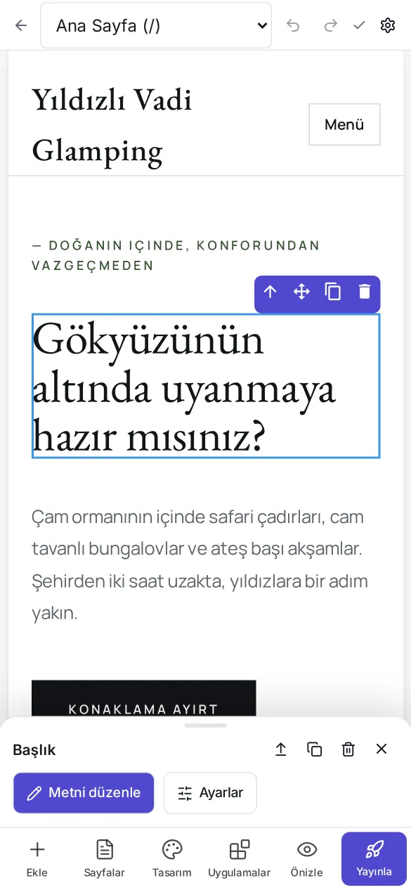 Telefonda düzenleme