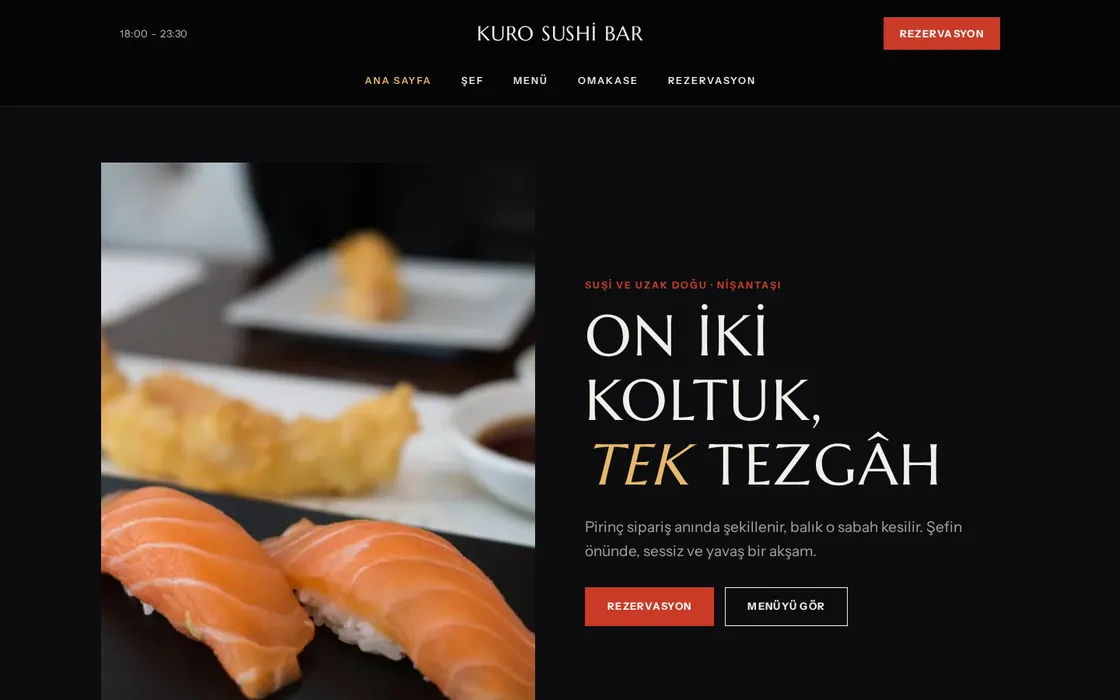 Restoran web sitesi şablonu örneği